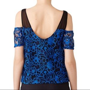 Black and Blue lace peek-a-boo shoulder top